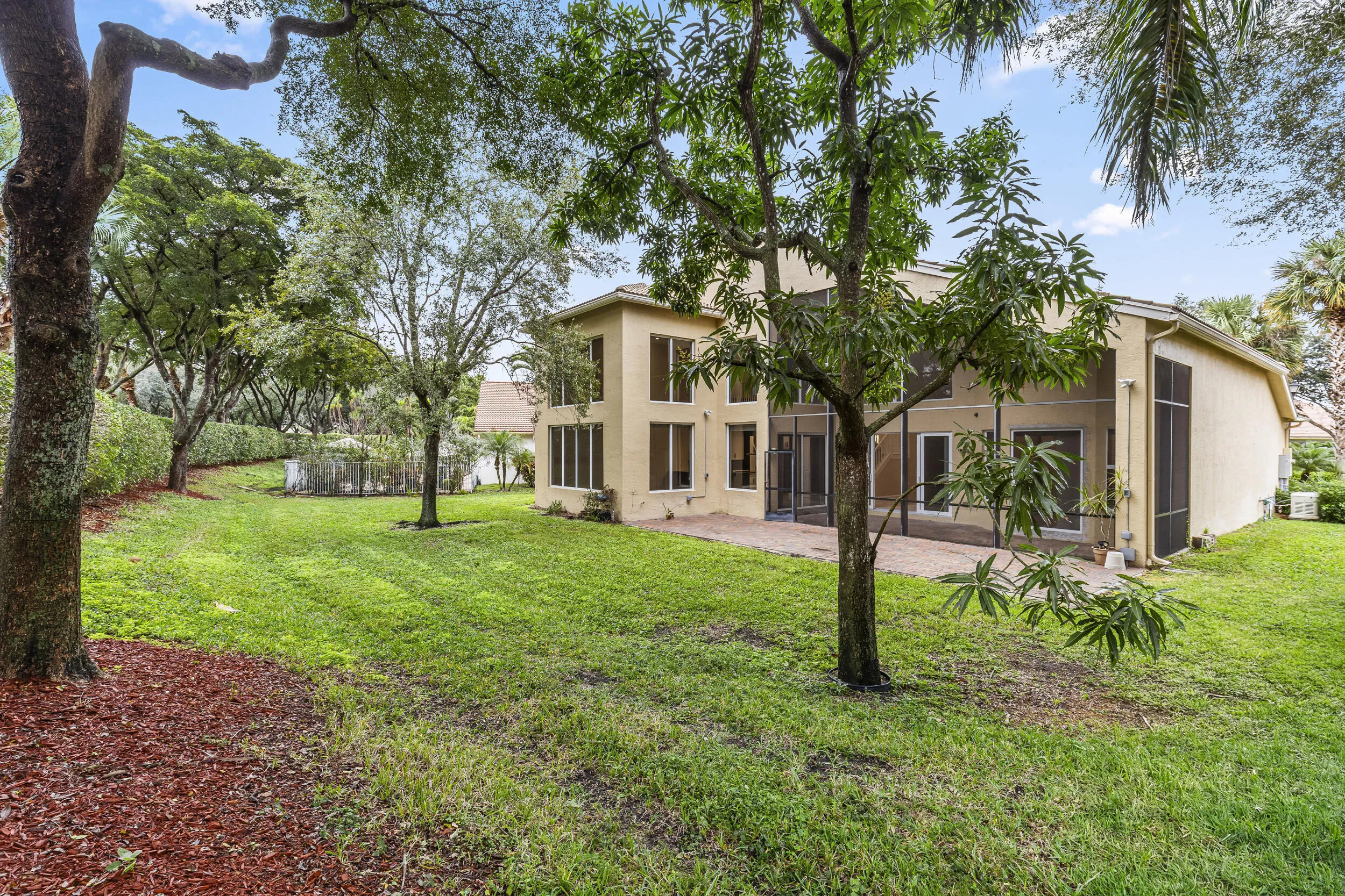 Backyard with mature landscaping
