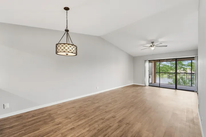 Vaulted ceiling with decorative lighting fixture