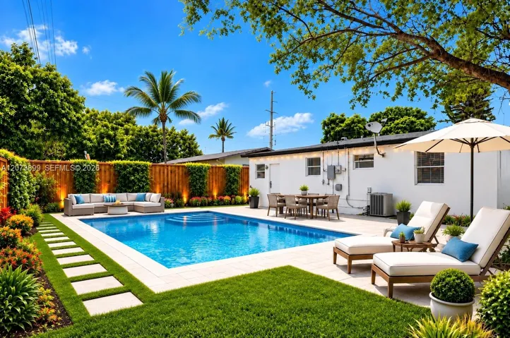 POOL IS A RENDERING, THE PROPERTY DOES NOT HAVE A POOL BUT SPACE FOR A POOL