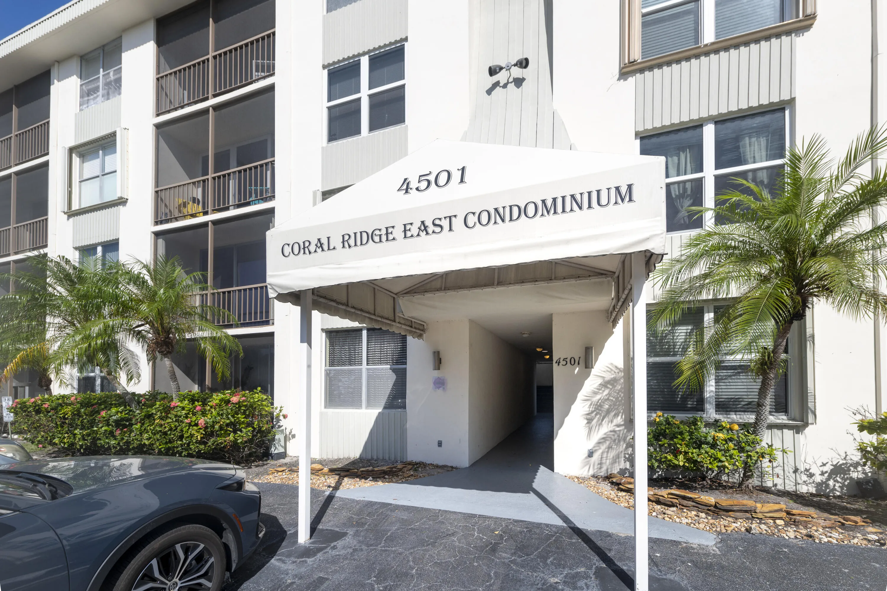 Main entry with assigned parking