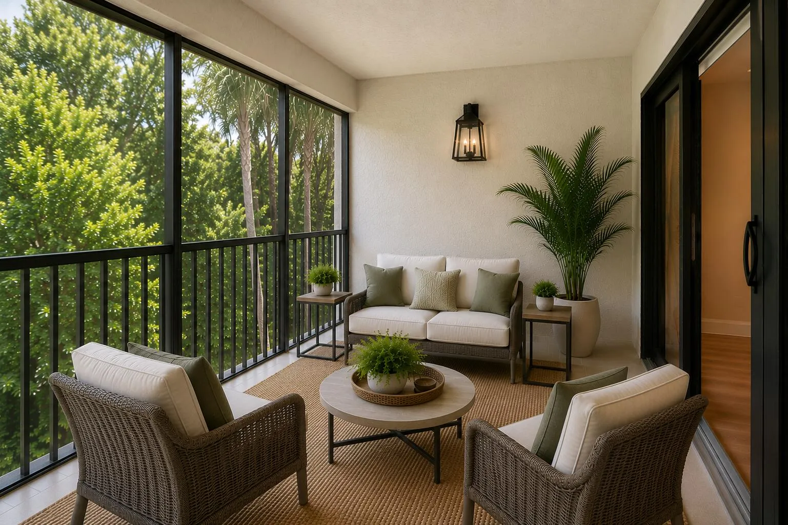 Covered & Screened Back Patio w/ quiet preserve views - Virtually Staged