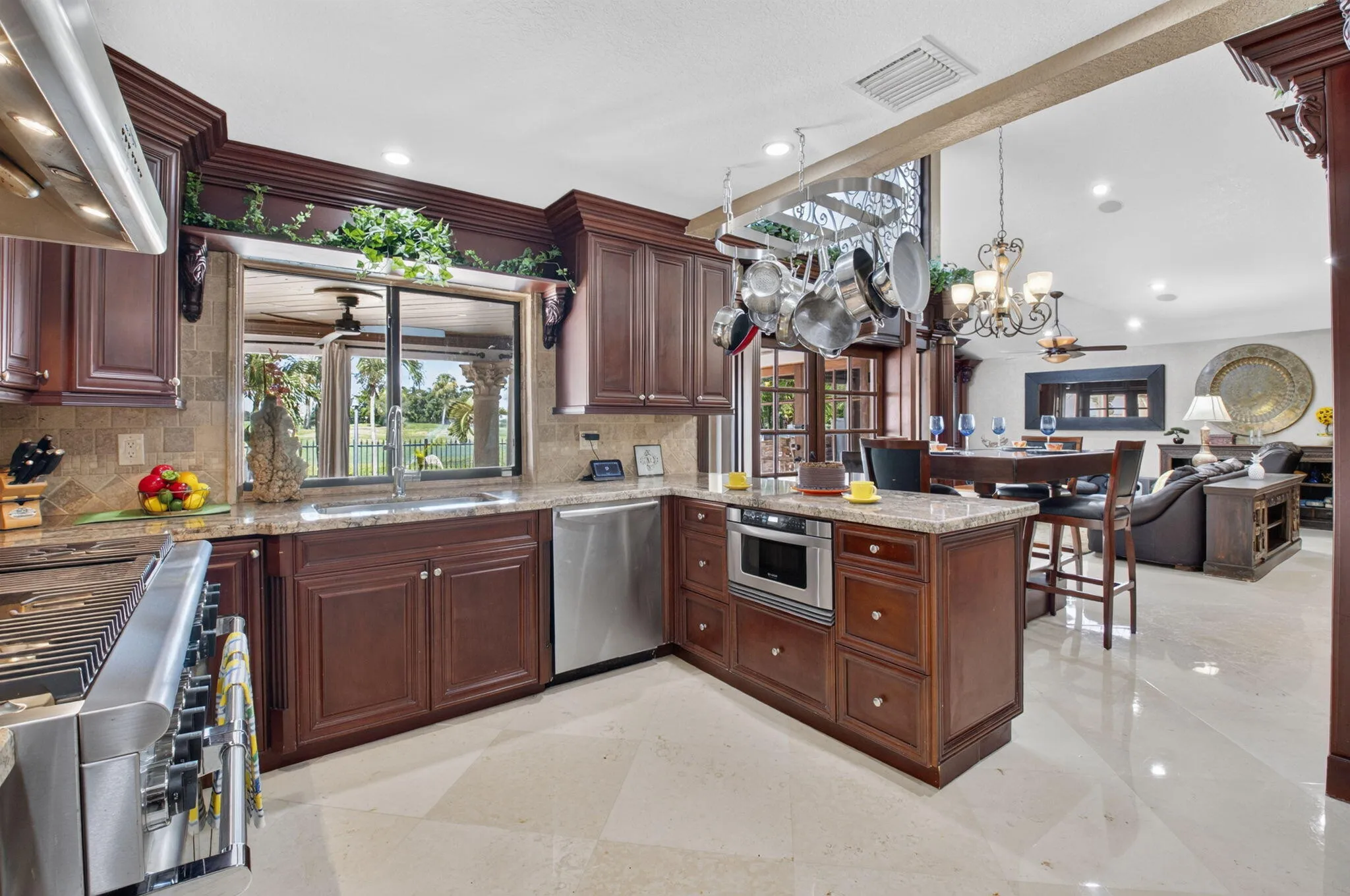 Plenty of room for delicious meal prep. Convenient pass thru for easy clean up.