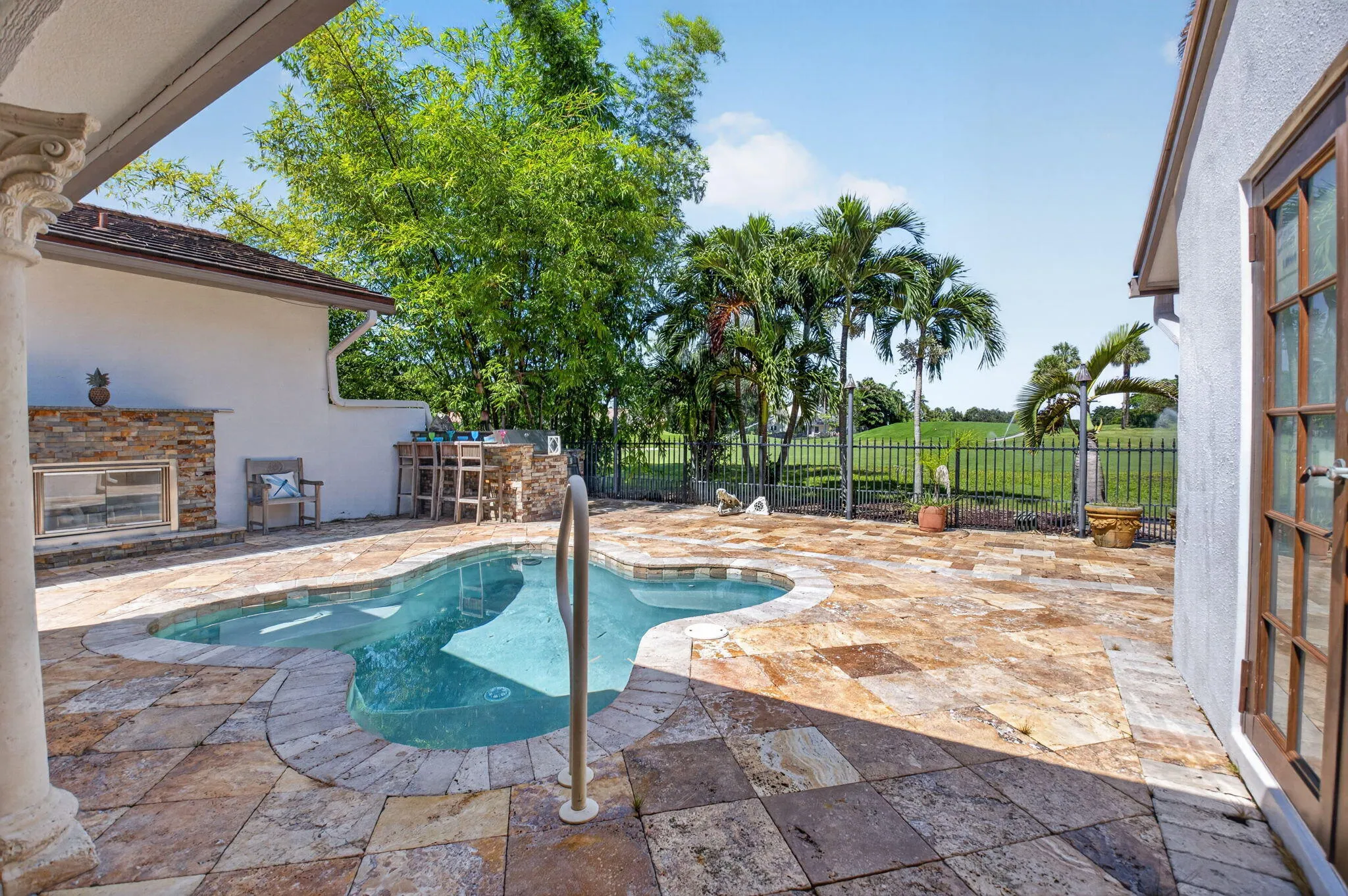 Take a dip in the sparkling, salt water heated pool.