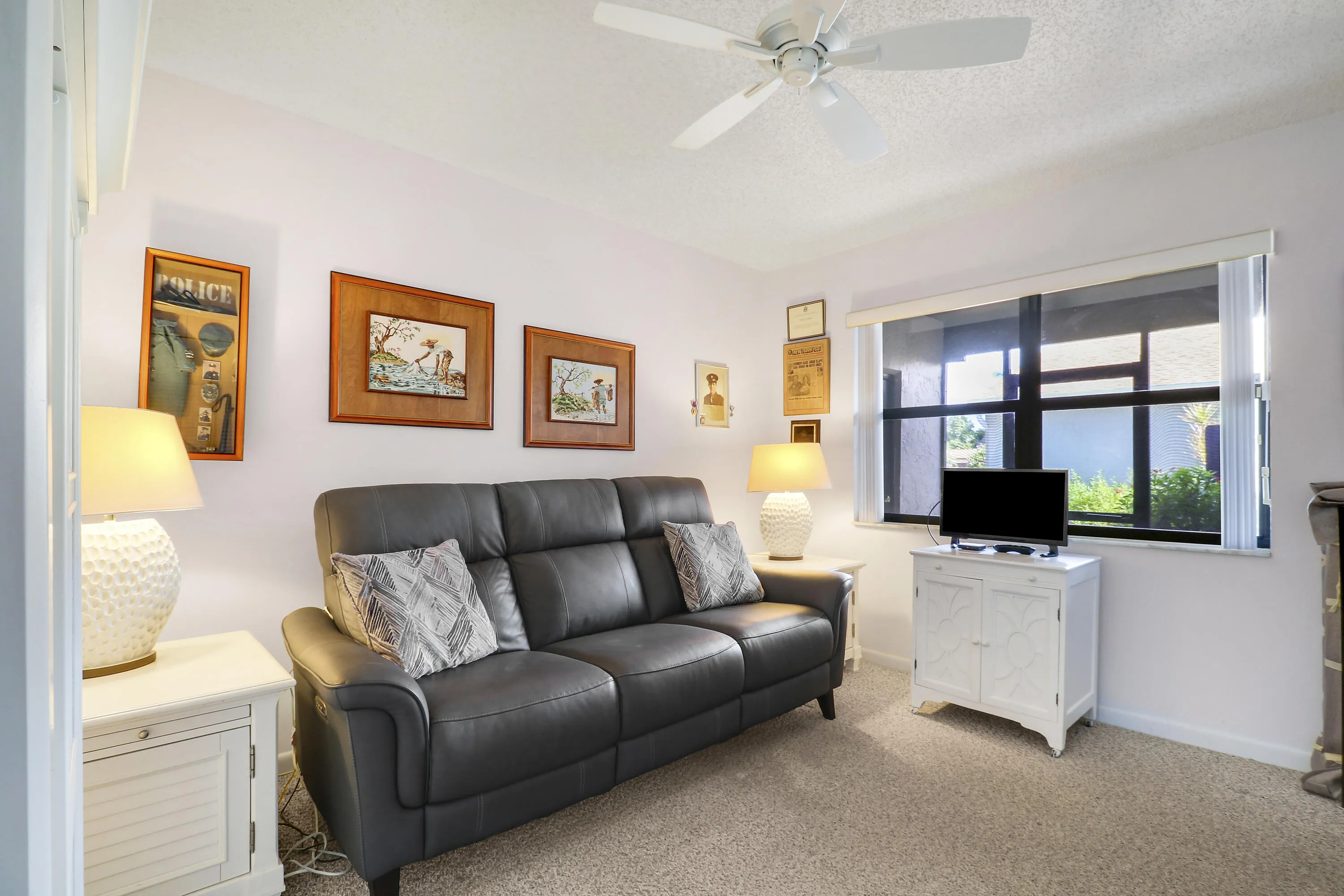 The guest room is located at the front of the home.