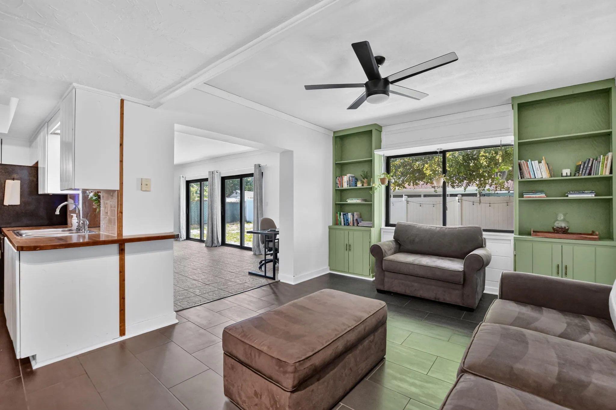 Family Room to Sun Room to Kitchen