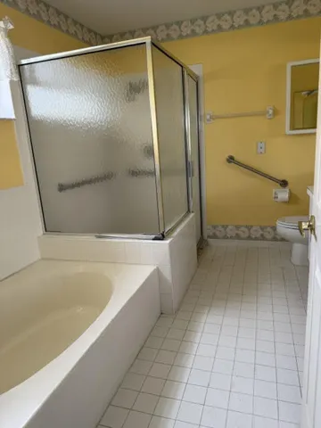 Soaking tub and separate shower