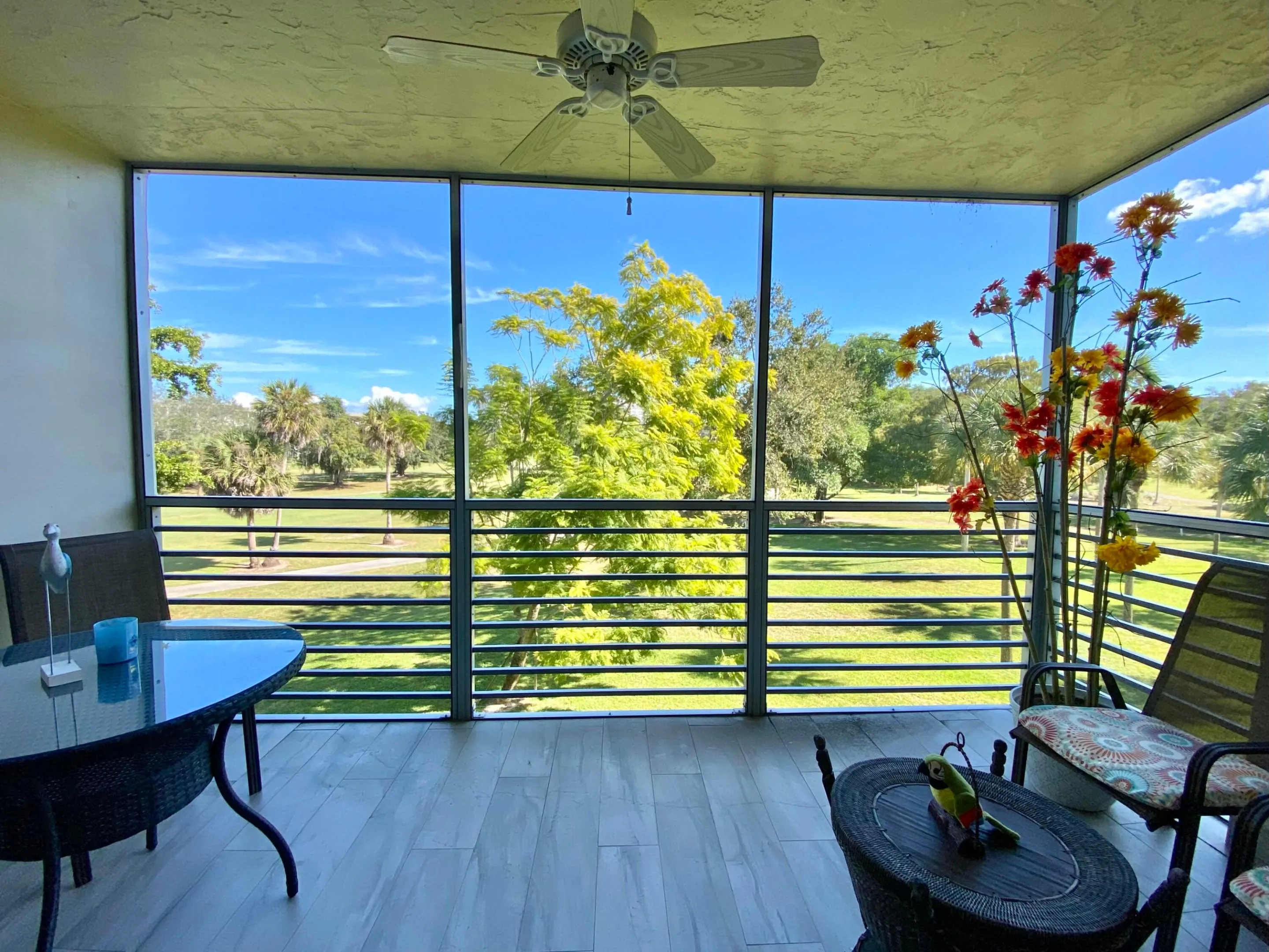 enclosed and screened in balcony with beautiful views