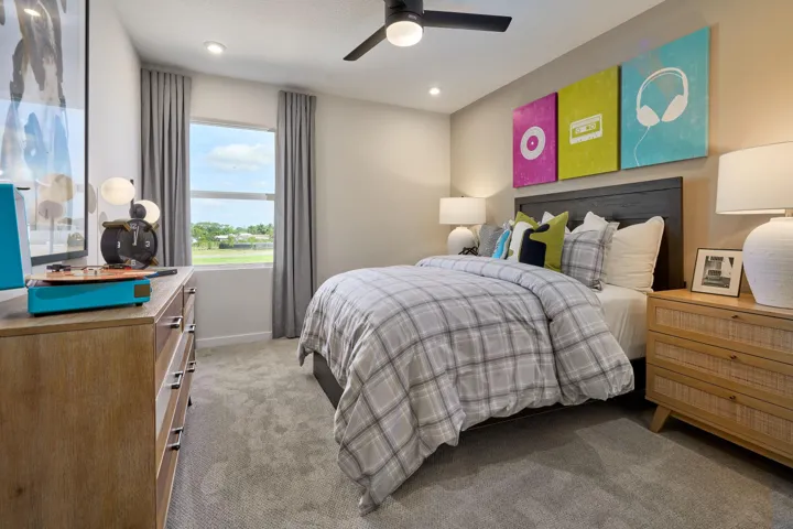 Stock photos represent builder's floorplan