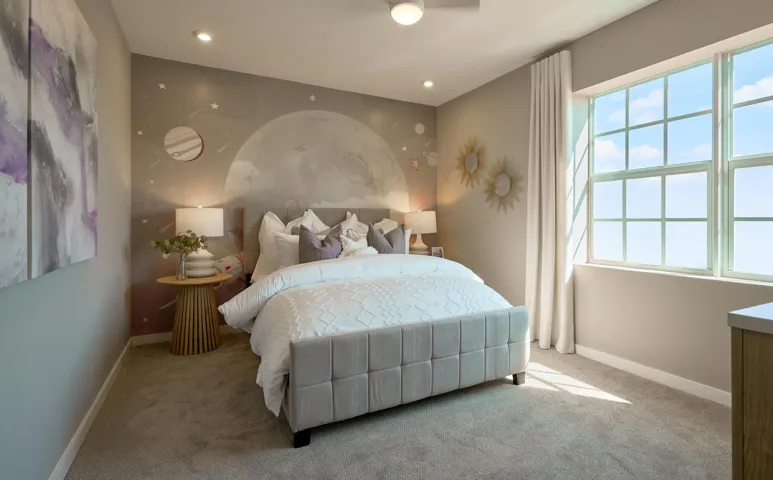 Stock photos represent builder's floorplan