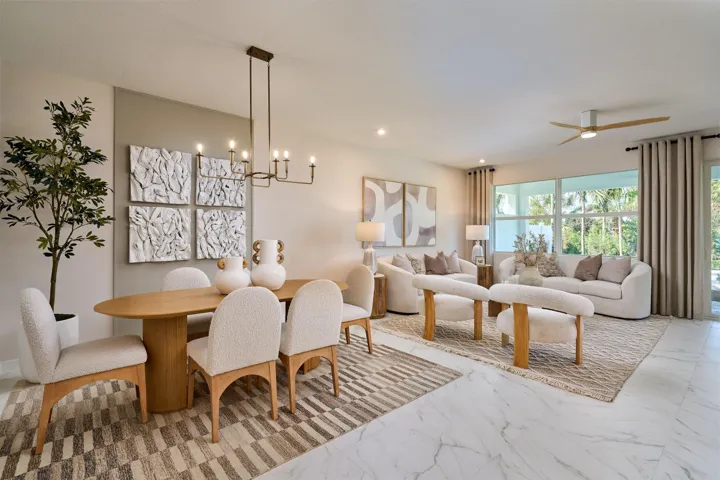 Stock photos represent builder's floorplan