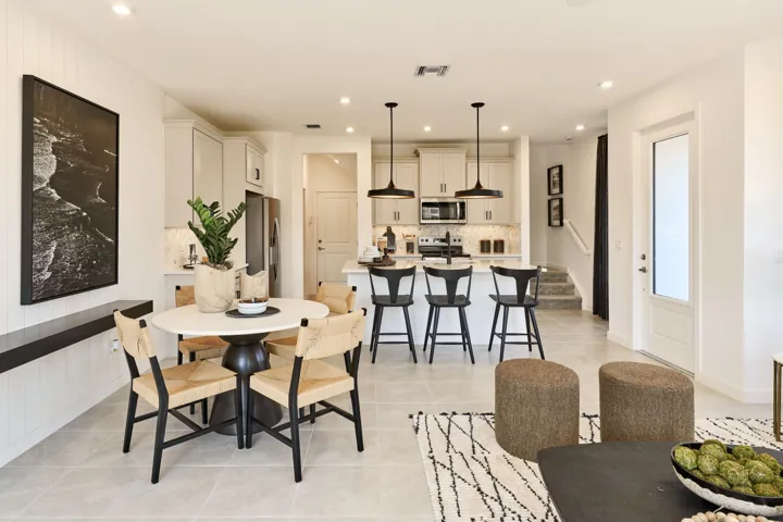 Stock photos represent builder's floorplan