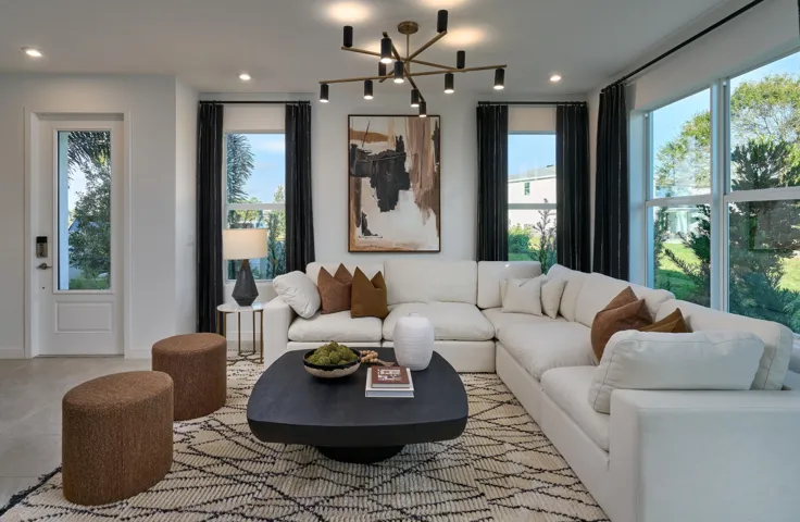 Stock photos represent builder's floorplan