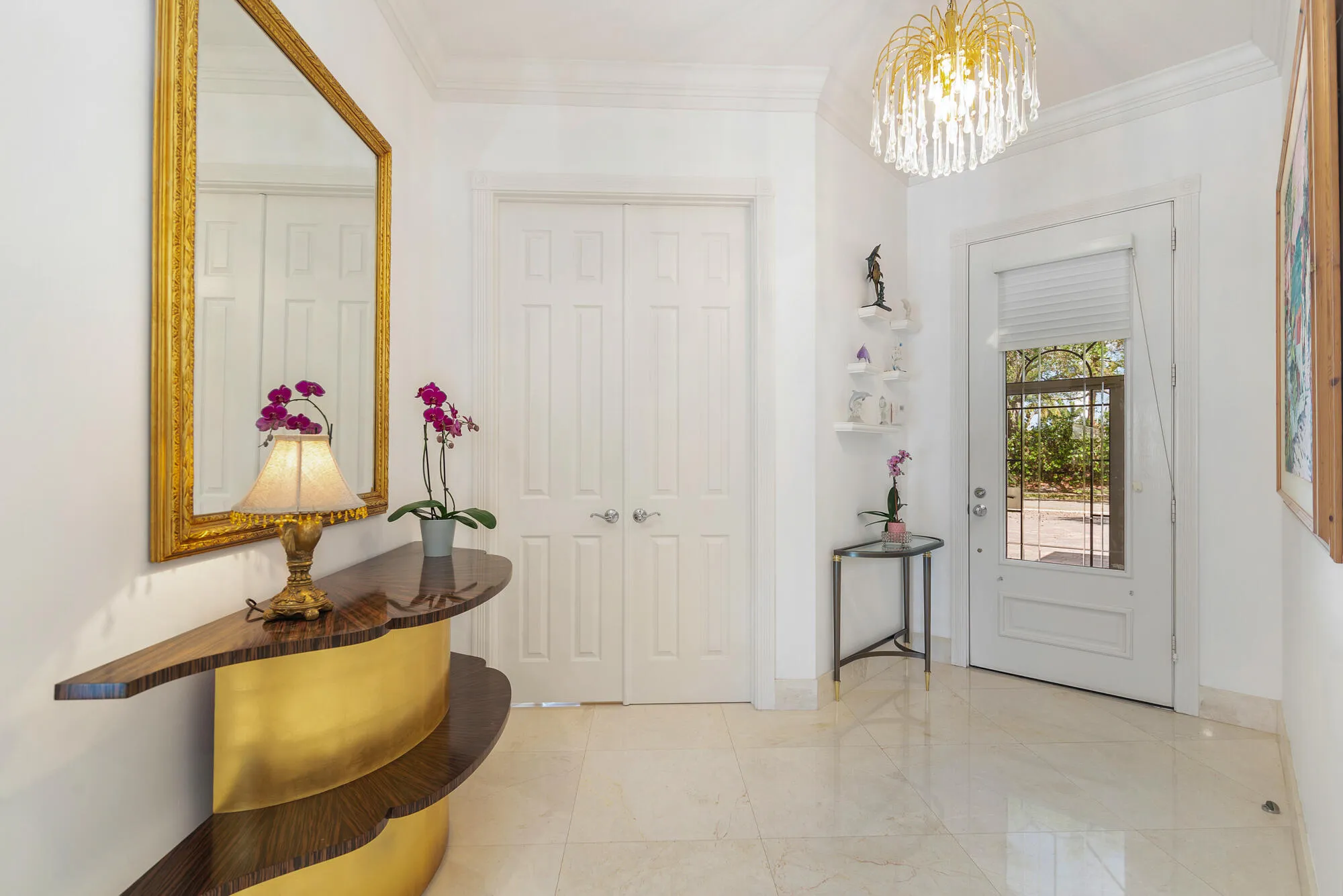 front entrance with beautiful white marble flooring