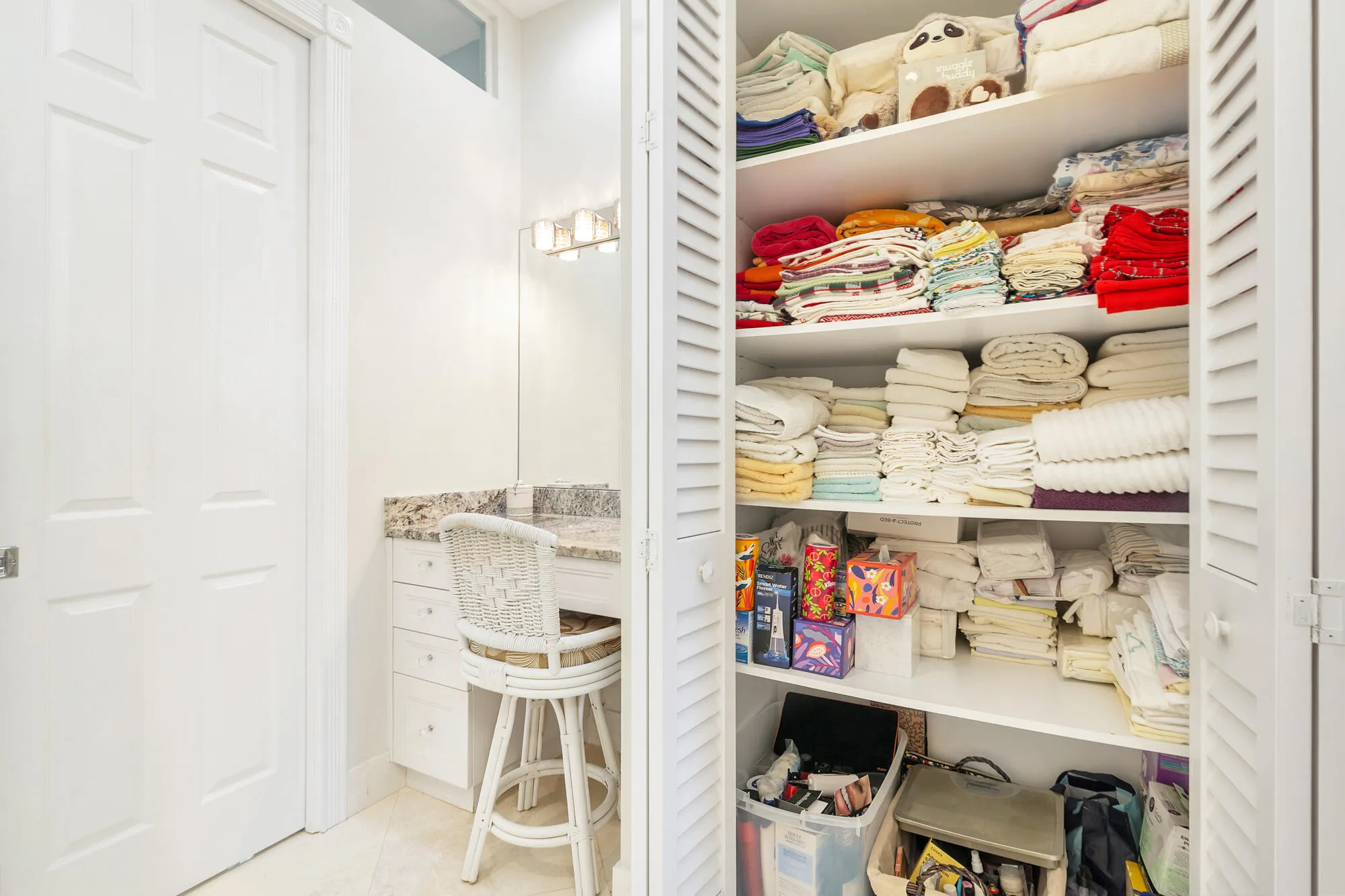 Custom double linen closet