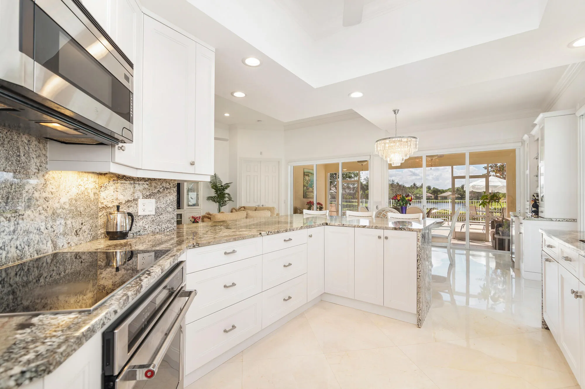 Stunning water views from living area and kitchen