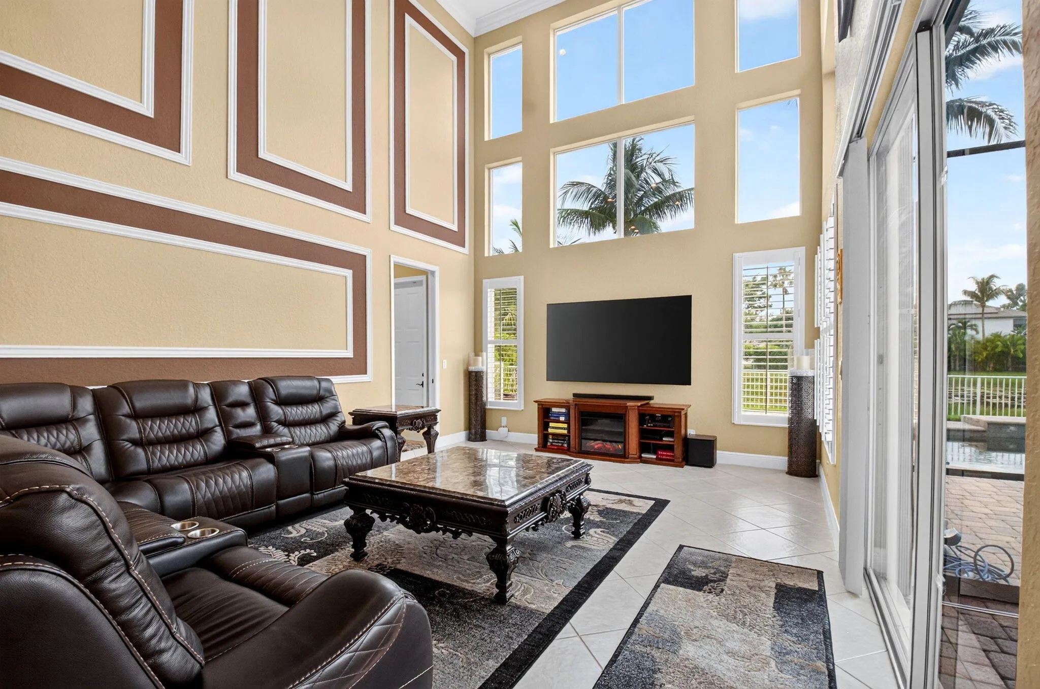 Soaring ceilings with decorative wall molding