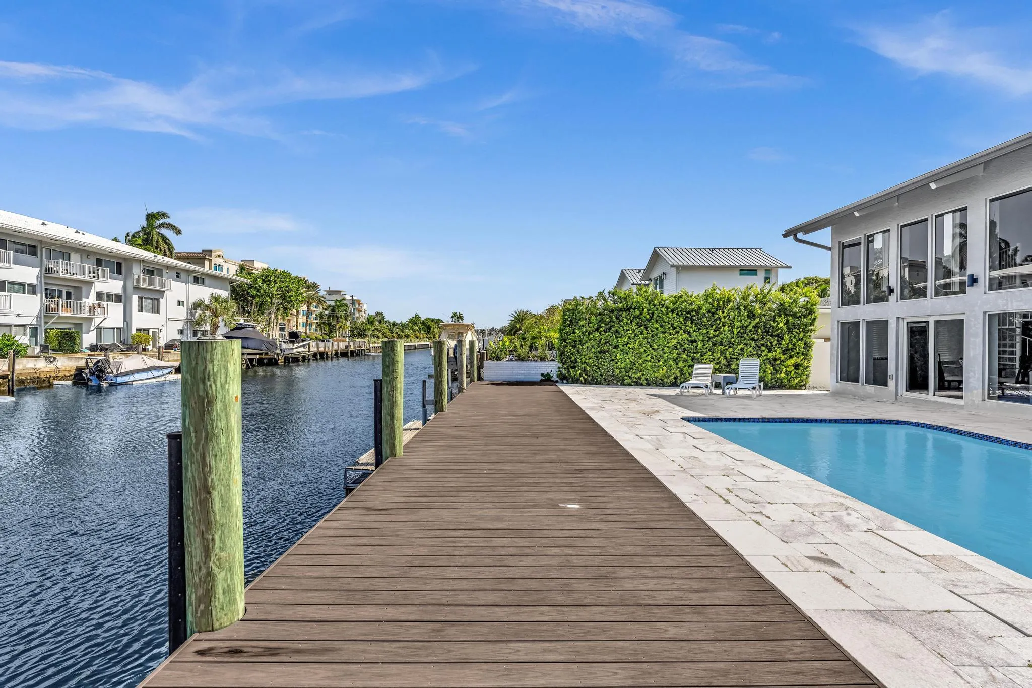 56 foot dock with 5 foot setbacks on both sides.