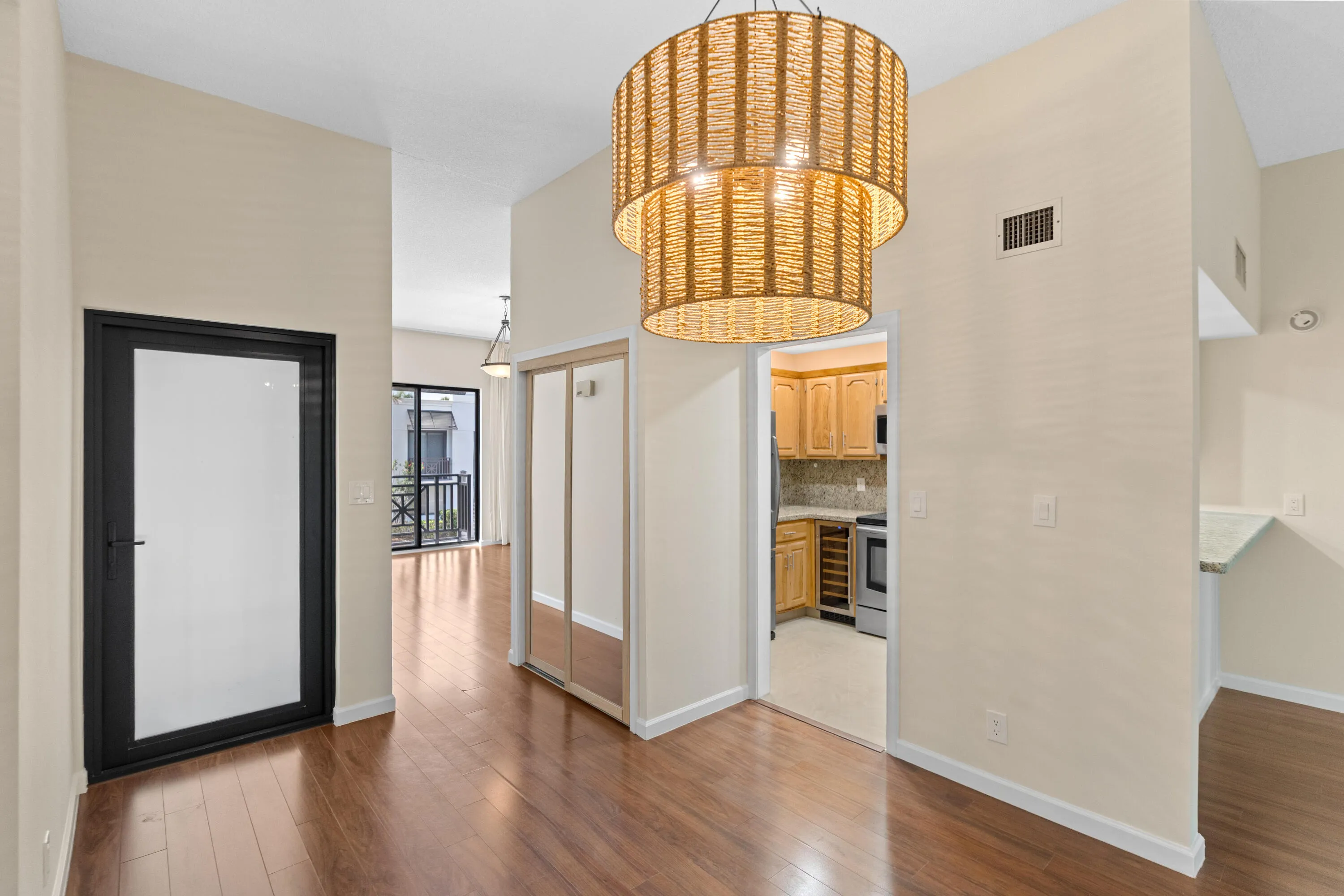 Front entry way with storge closet and what could be dining