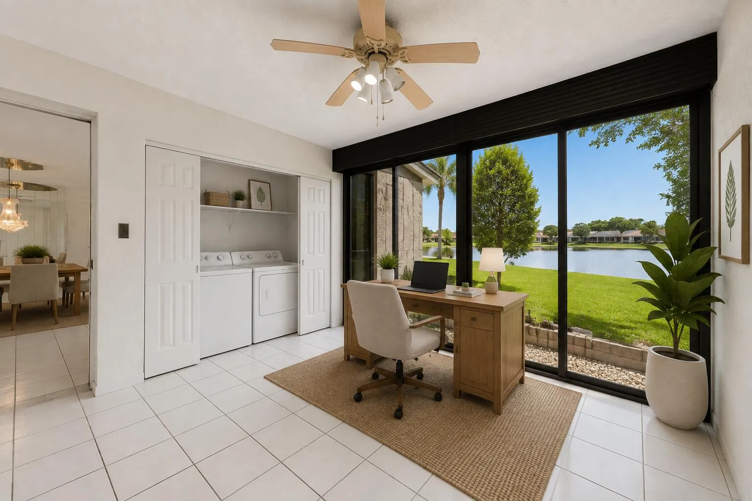 Staged Open Florida Room w/ Laundry