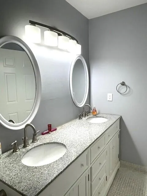 Master bathroom dual sink vanity