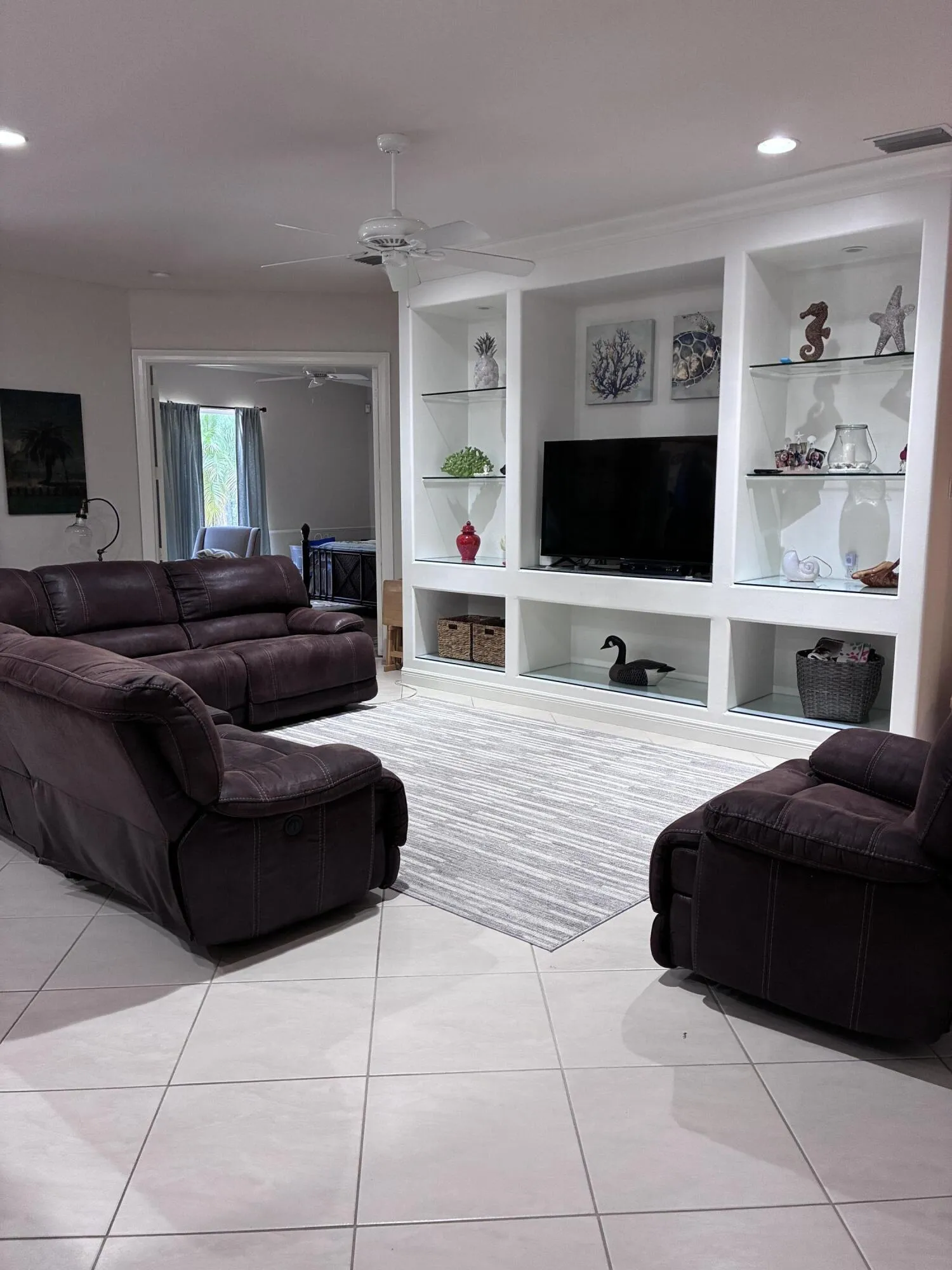Family room with custom built in