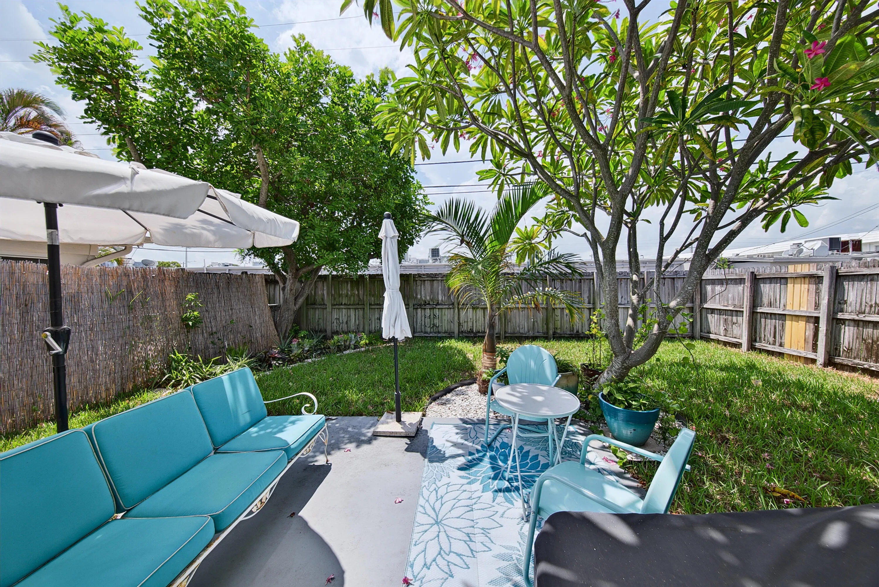 fenced backyard