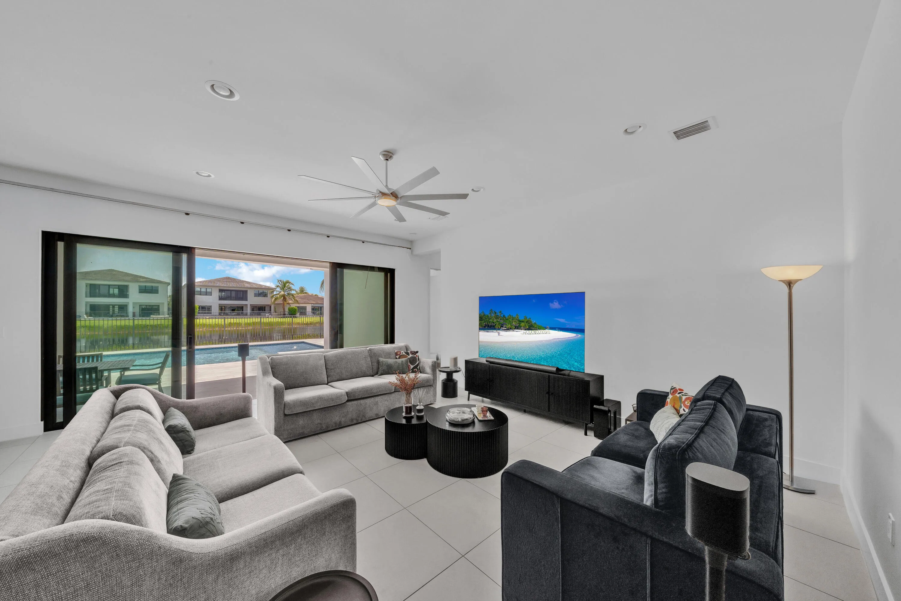 Family room & pool view