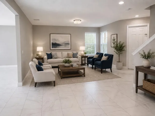 Entry from the front door into the living area.