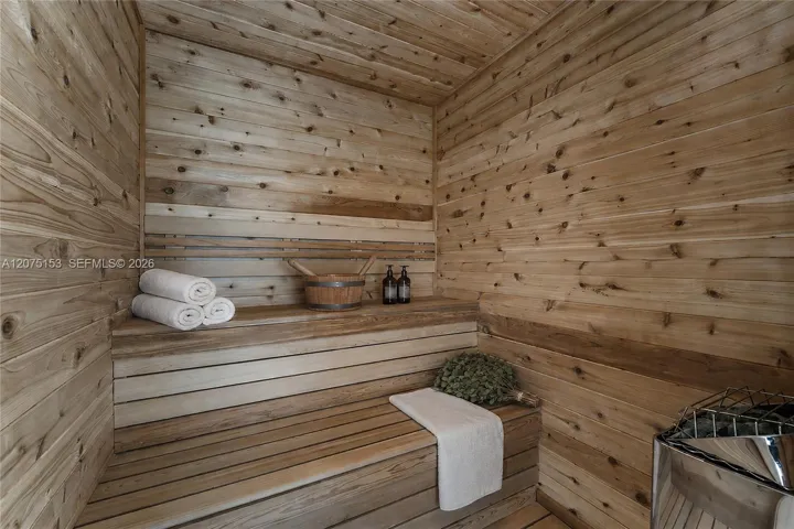 Private Sauna. UNA Residences Brickell. One or more photos have been virtually staged.