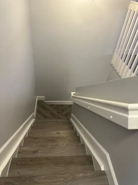 wood plank stair case