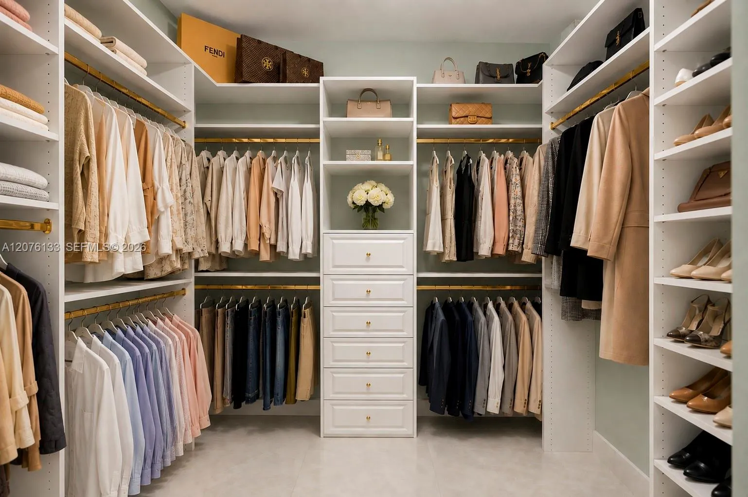 Primary closet Virtually staged