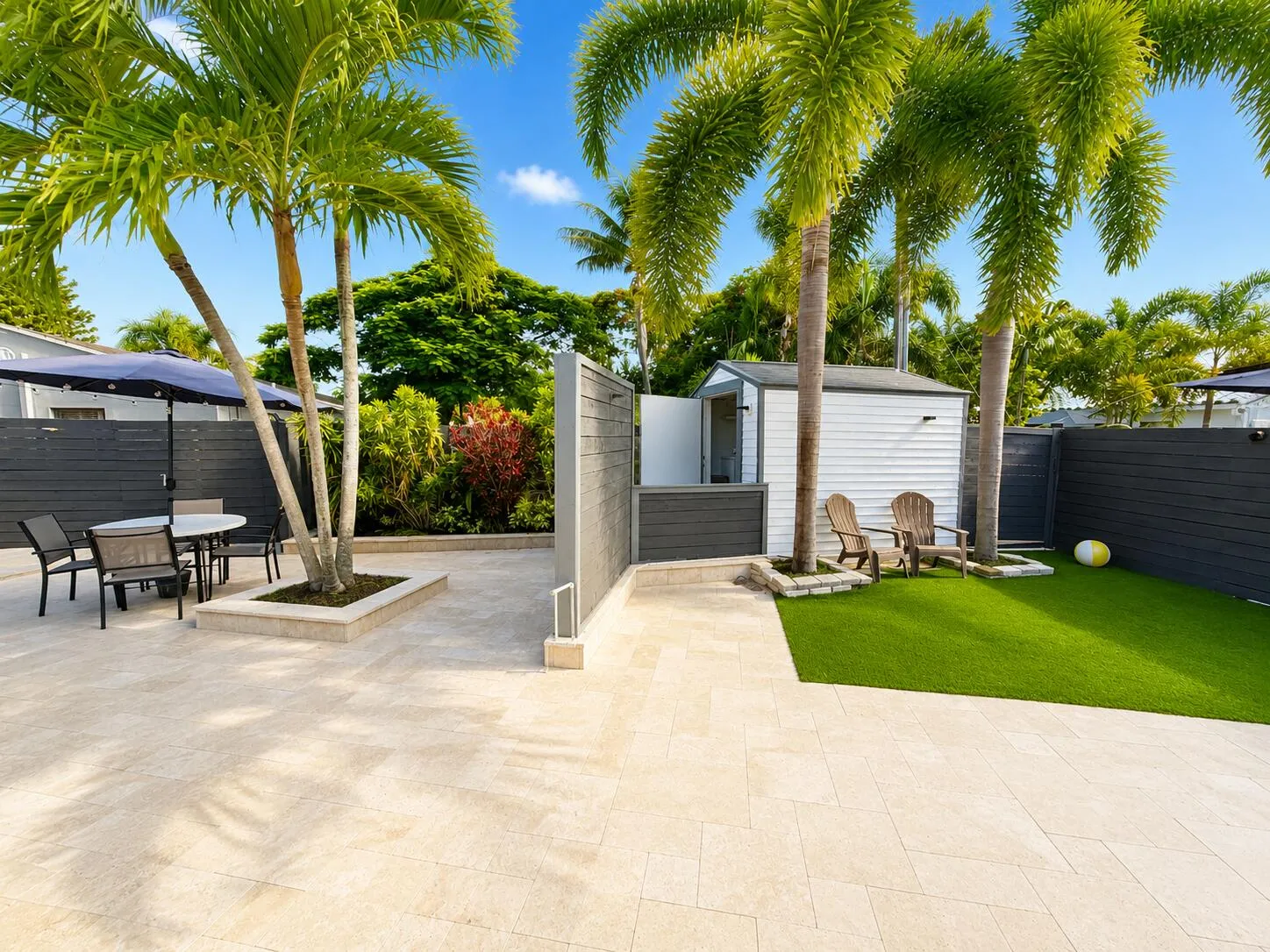 Backyard patio and shed