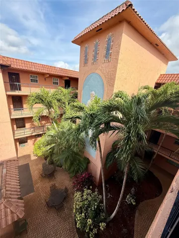 Mediterranean-inspired architecture with an interior courtyard