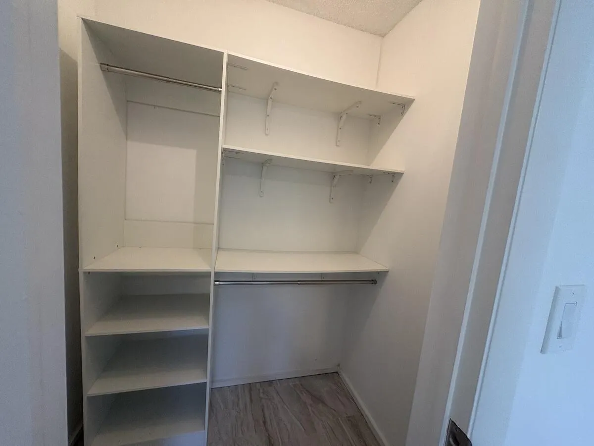 Walk in closet with built in shelving