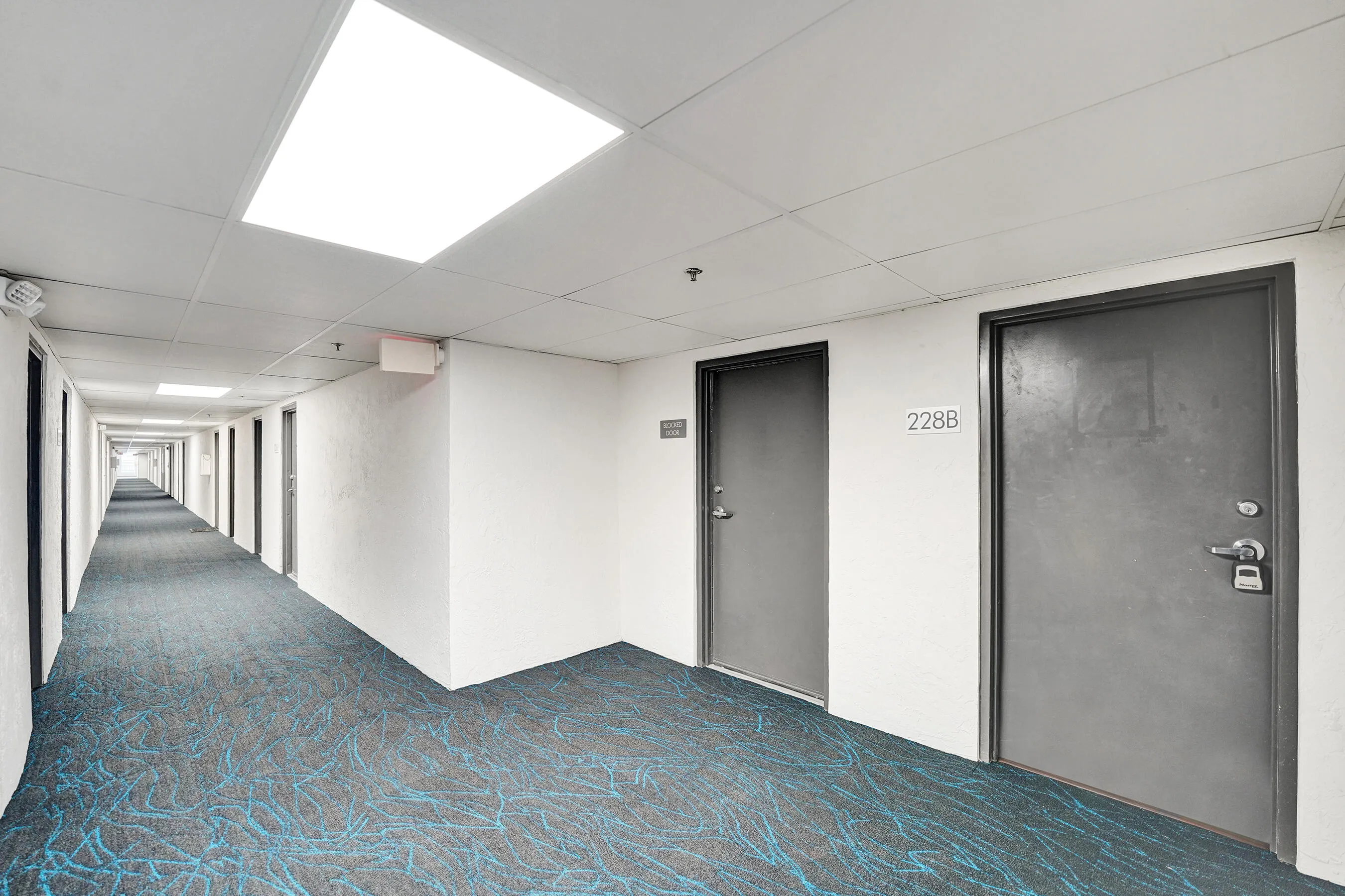 New carpeting installed in B building in July 2026