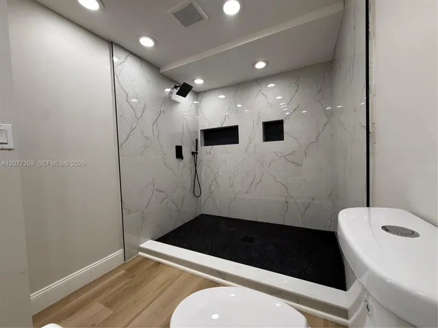 Virtually staged living and dining area