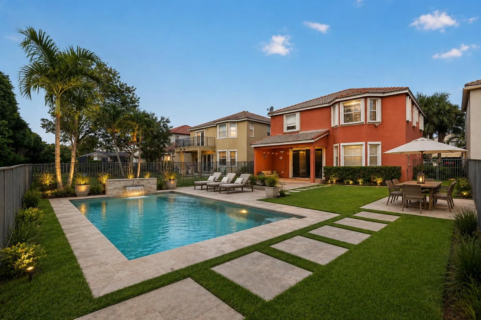 Virtually staged pool area