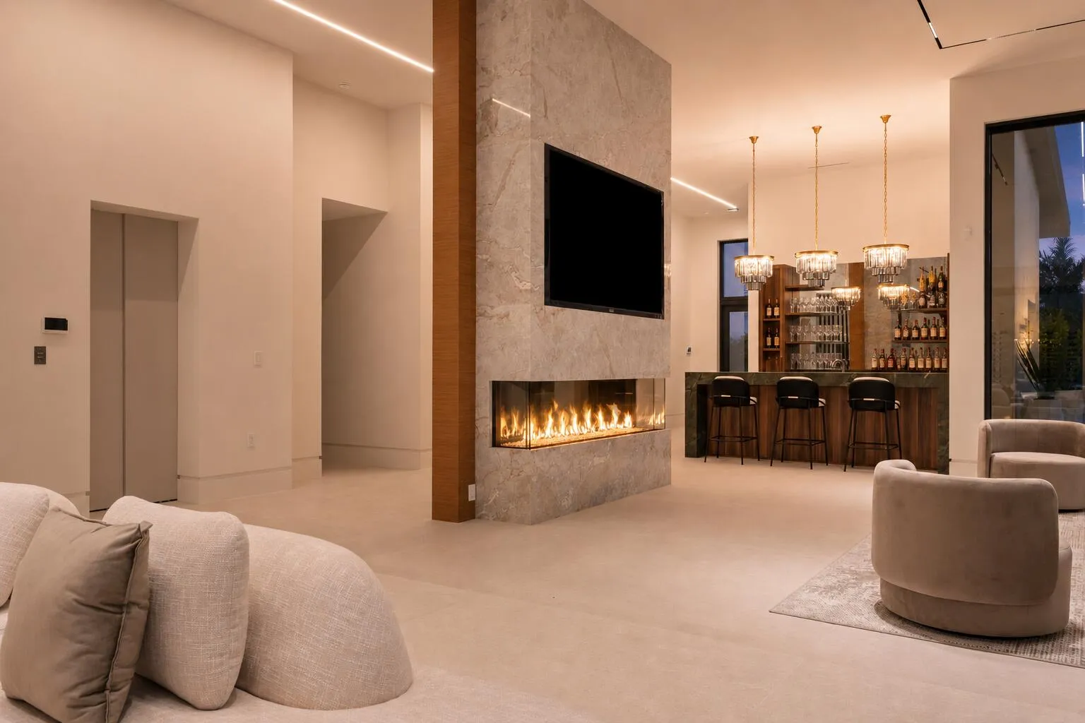 Lounge with Fireplace - Digitally Enhanced