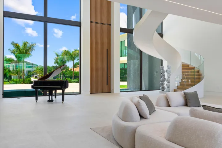 Foyer Entry and Floating Staircase