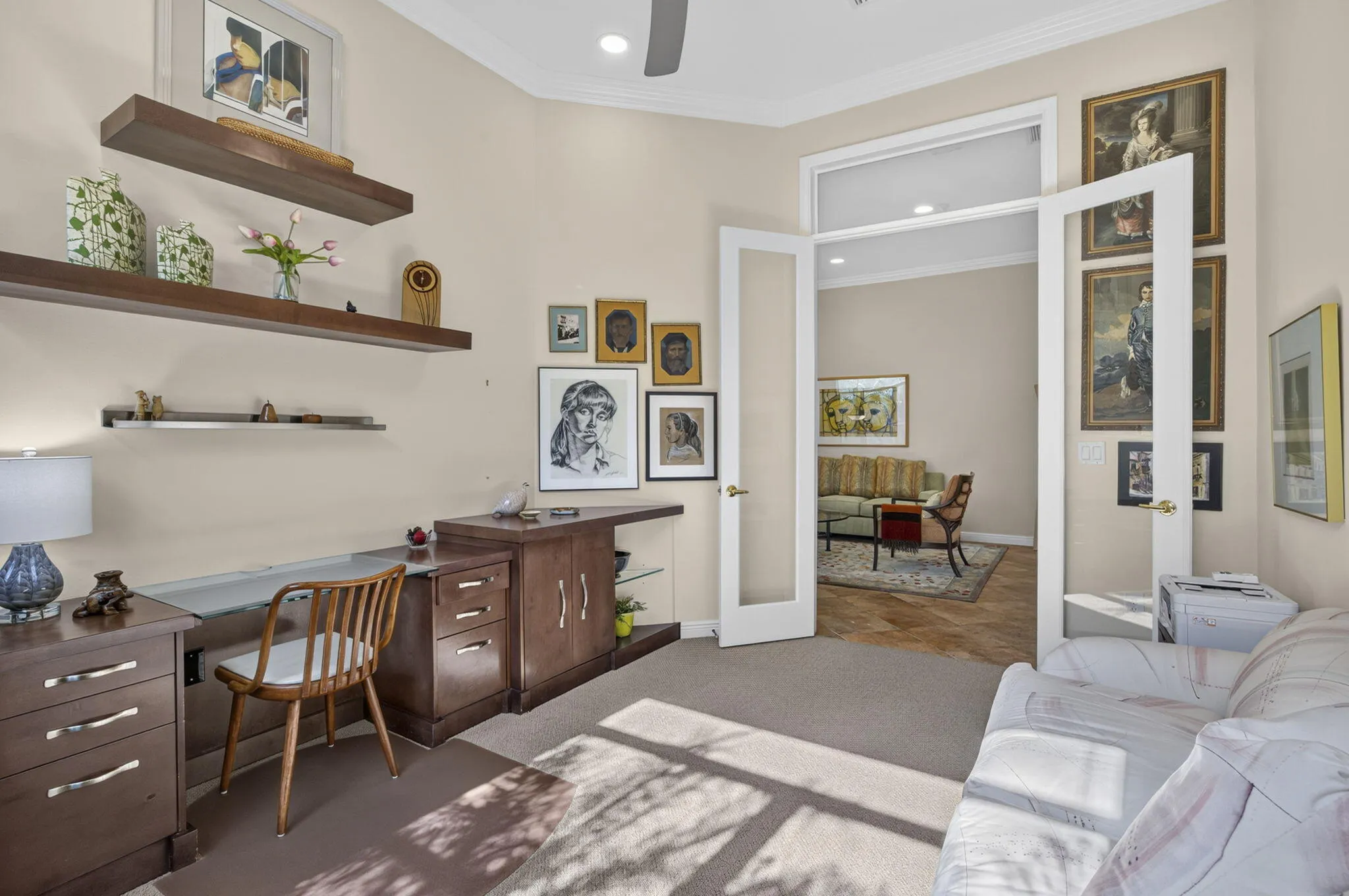 11Ft Ceilings in this versatile den