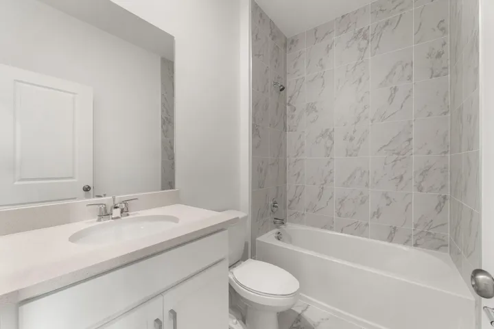 Stock photos represent builder's floorplan