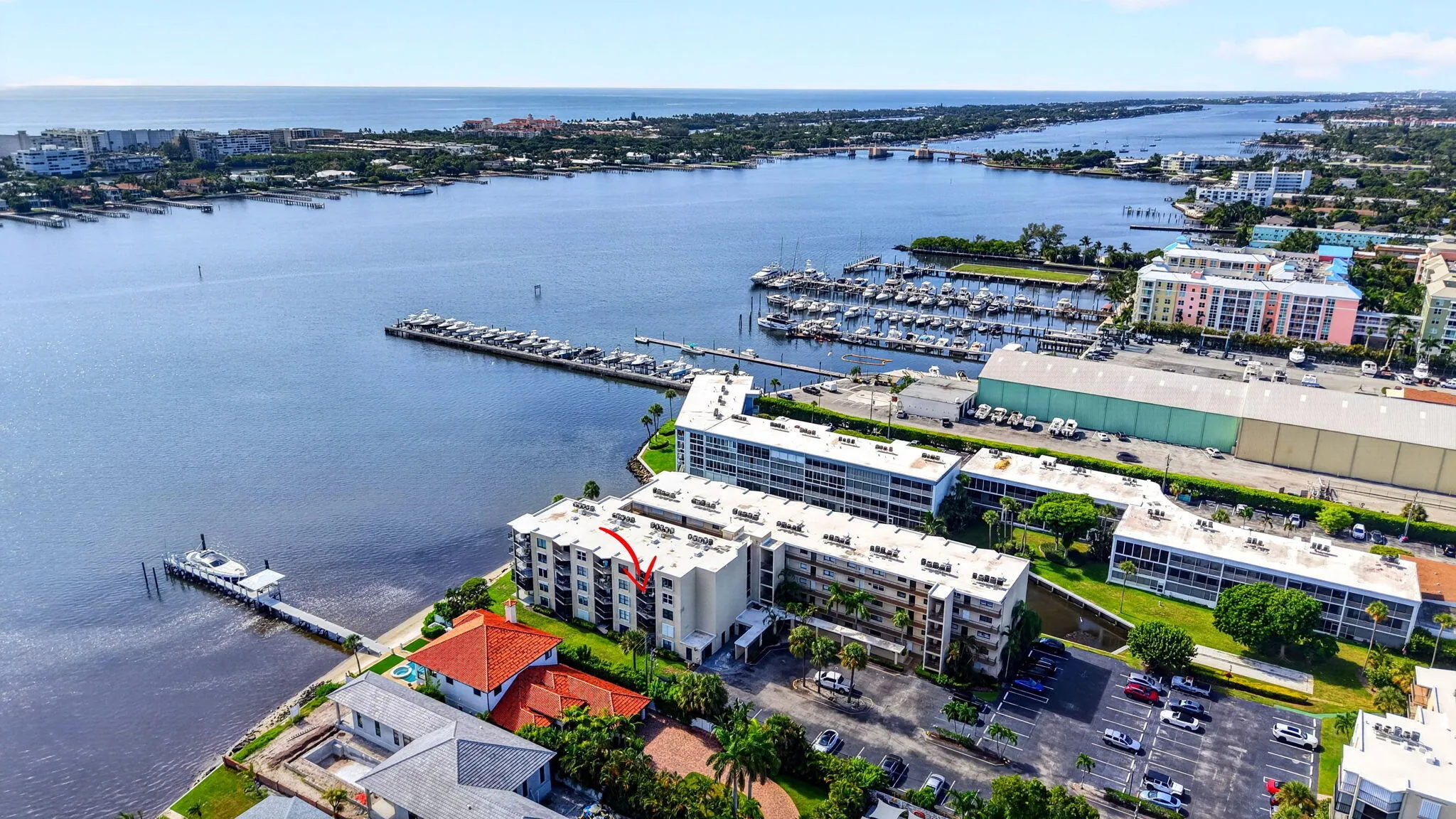 Aerial condo location water