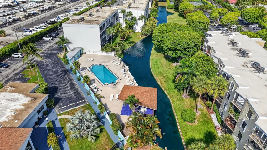 Aerial community pool clubhouse