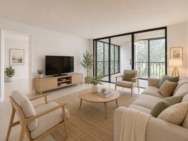 Virtual staged living room