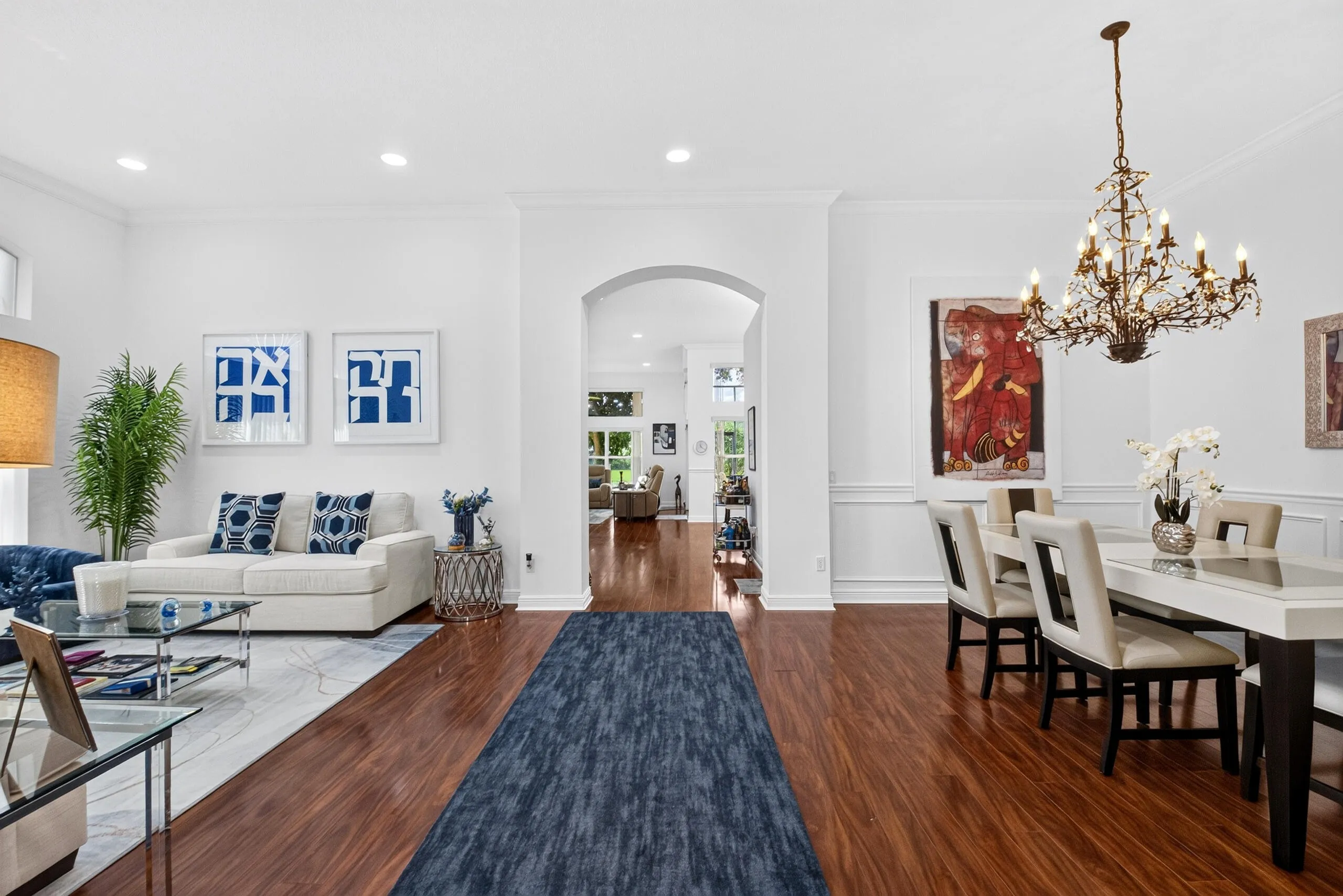 These rooms are thoughtfully positioned across from one another creating an open flow