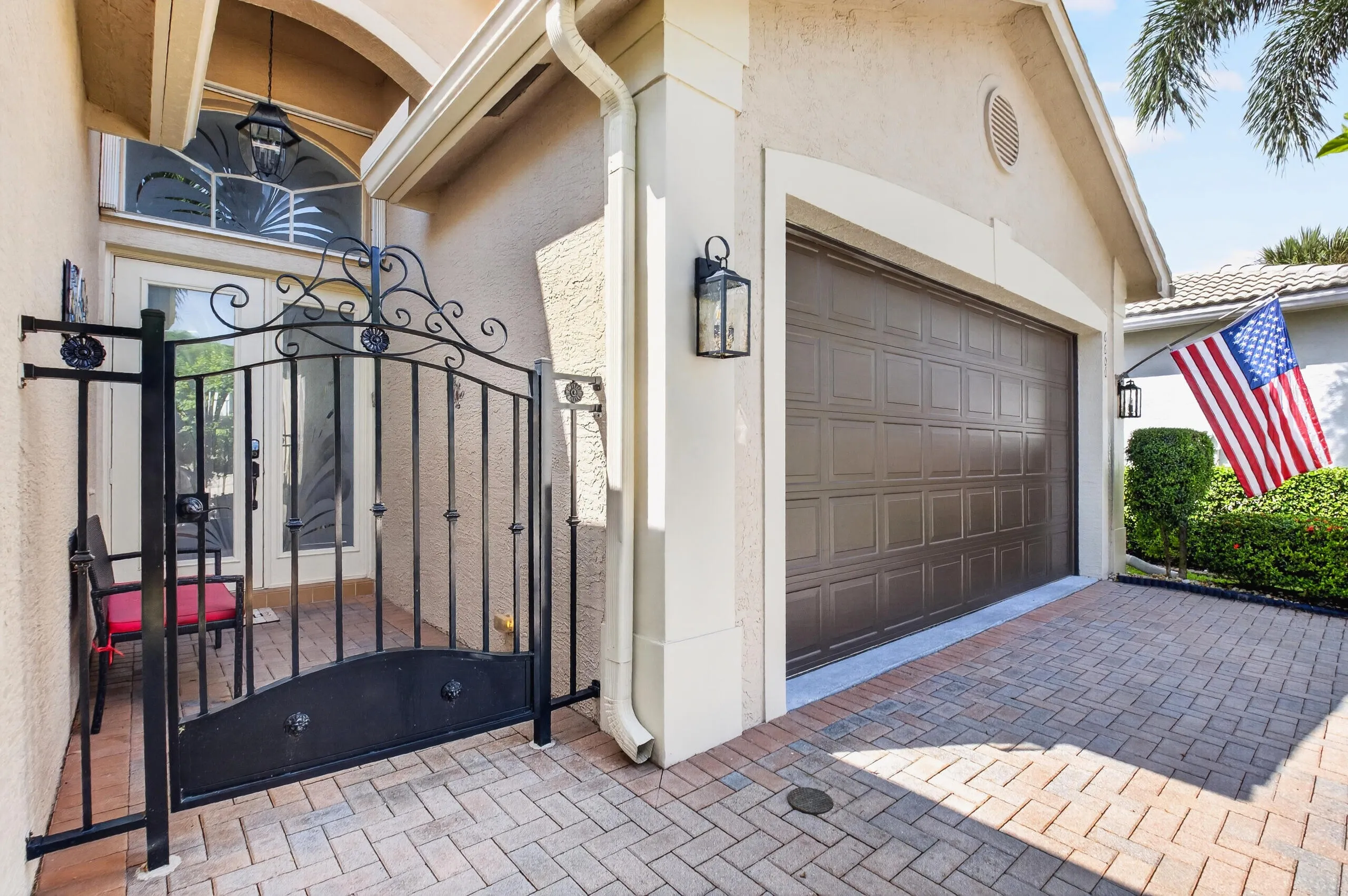 The gated entry adds an elegant private feel.