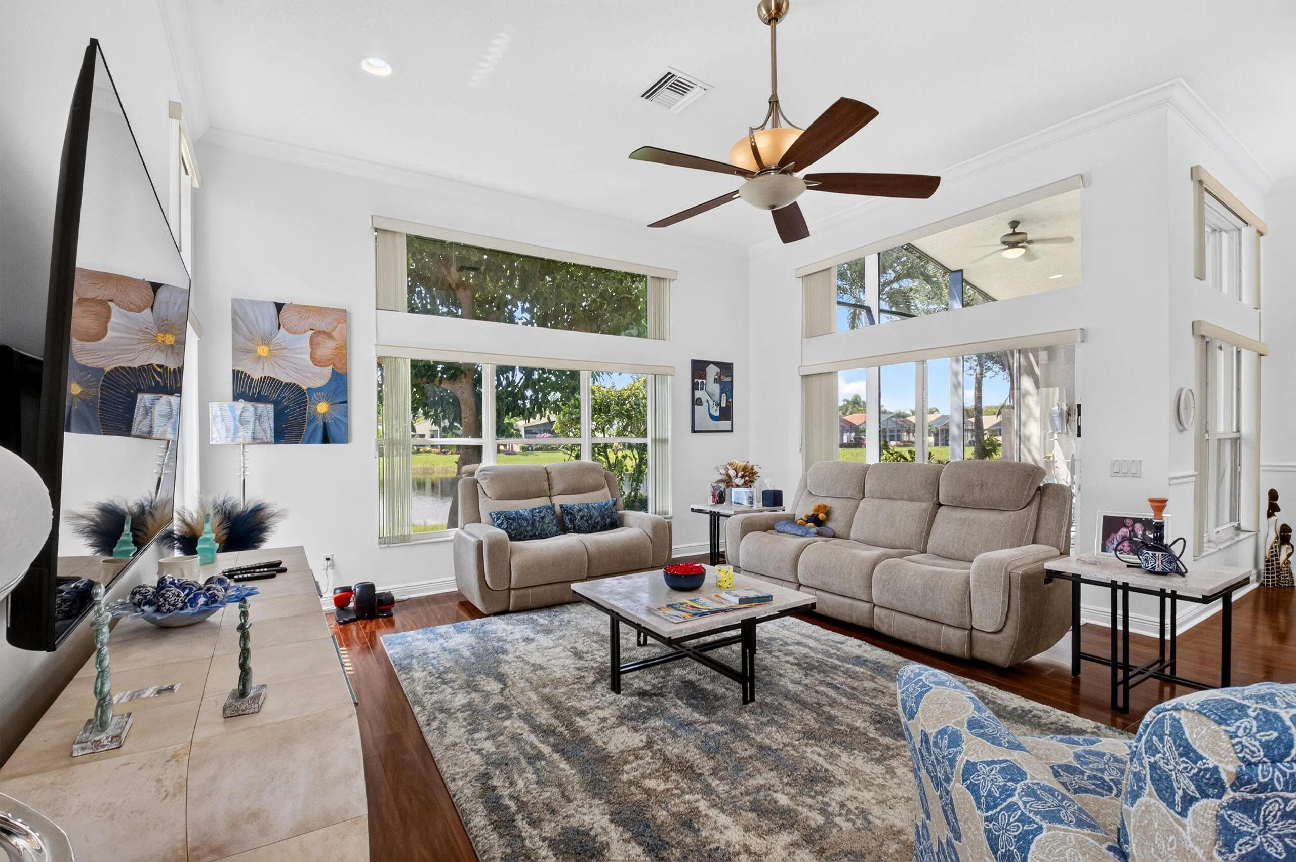 The Family Room flows effortlessly to the screened lanai