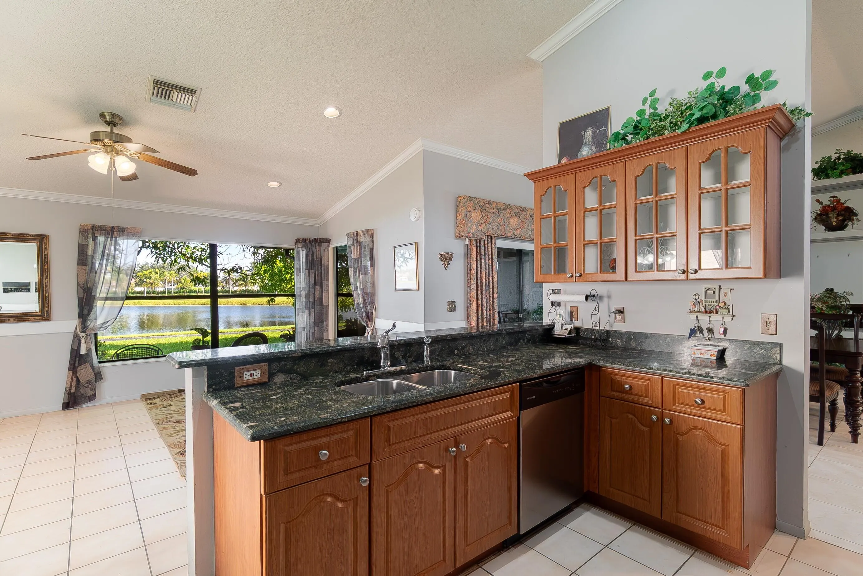 Kitchen with lake view