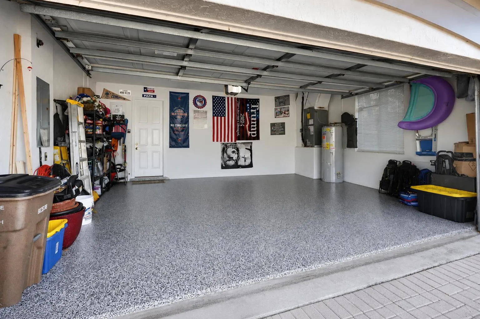Garage interior with Epoxy coated floors
