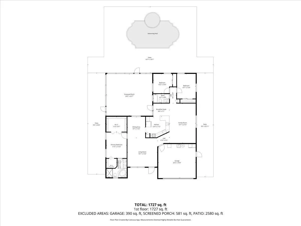 Spacious 1,727 sq. ft. floor plan featuring 3 bedrooms, 2 baths, a 2-car garage, generous living spaces and an expansive screened porch designed for the Florida indoor-outdoor lifestyle.